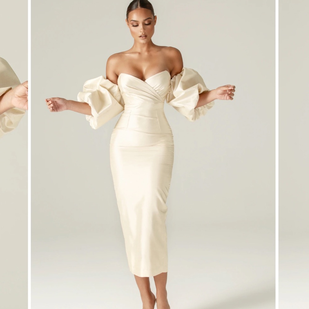 Cream/Beige Tiffany Dupioni Dress from Alieva.com